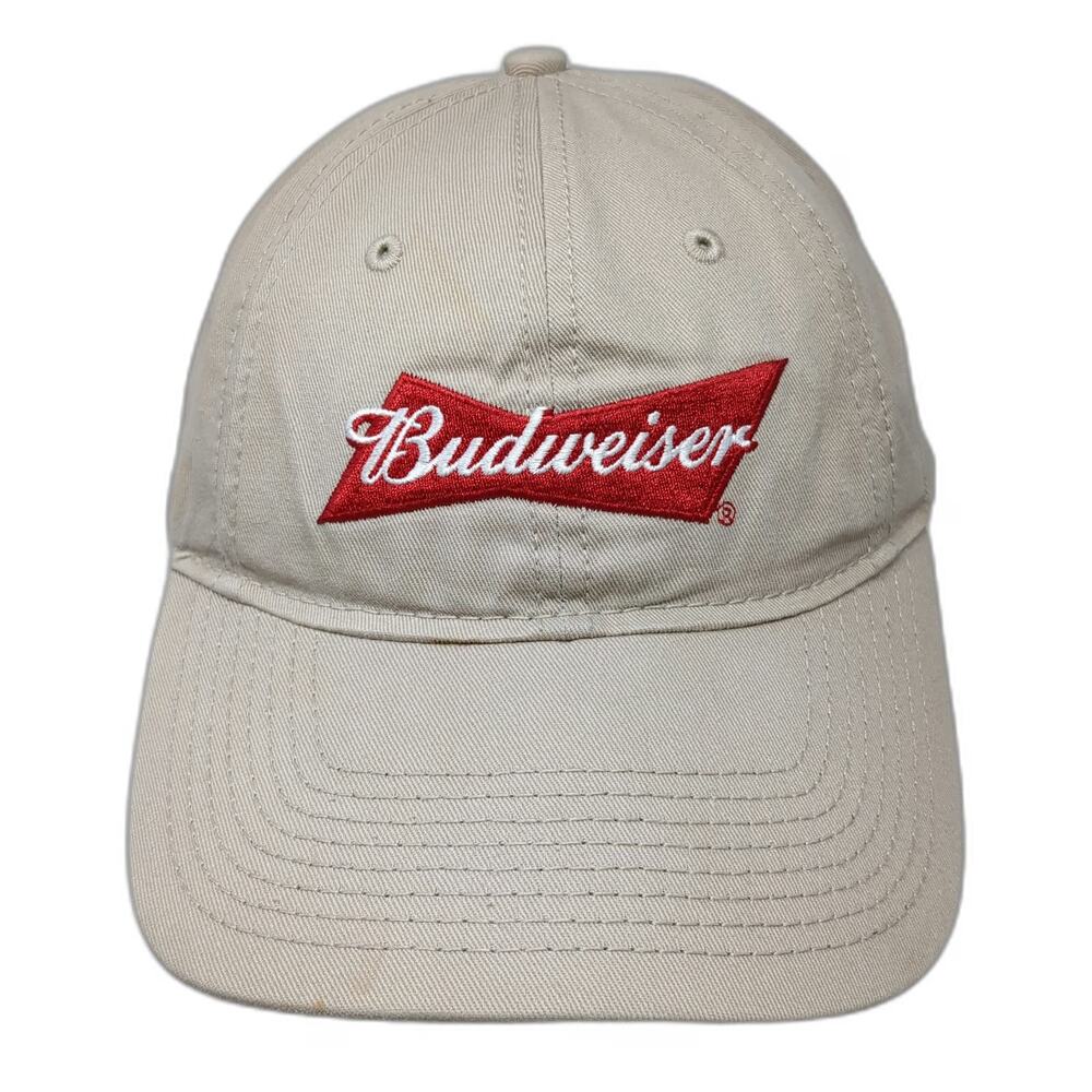 H3 Headwear Baseball Cap Beige One Size Red White Blue Strapback Hat Budweiser